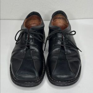 Josef Seibel Womens Black Lace Up Oxford Walking Shoe Leather Suede EU 39